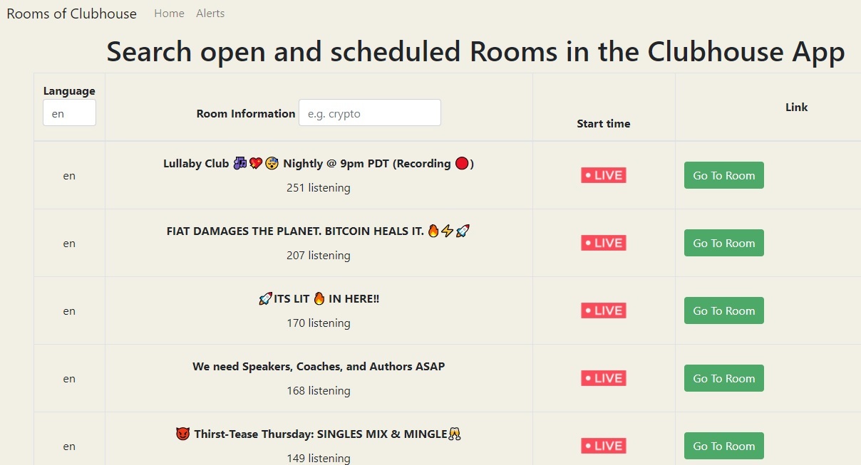 Rooms of Clubhouse App